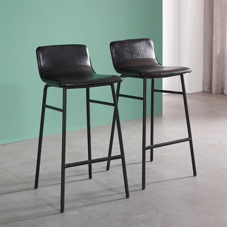  Винтажный Современный барный стул из искусственной кожи с обивкой удобные черные металлические ножки барные стулья набор барных стульев