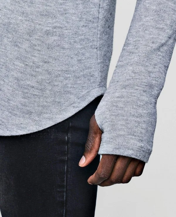 Super Soft Touch Longline Curved Hem Square Neck With Thumbhole  Cotton T Shirt Men Wholesale Top Quality