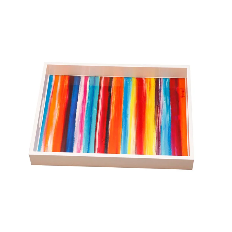 New Arrival Best Price Rainbow Pattern Lacquer Serving tray Wholesale made in Vietnam Manufacturer