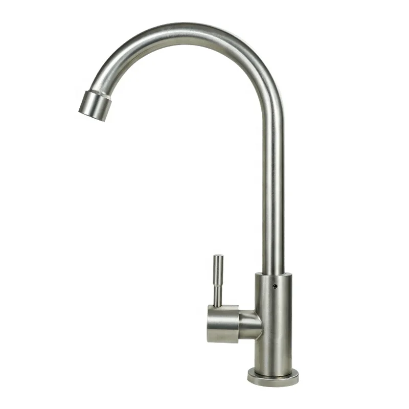 
Factory Direct Supply Kitchen Sink Faucet Cheap Cold Water 304 Taps Faucet Kitchen Brushed Kitchen Faucet 