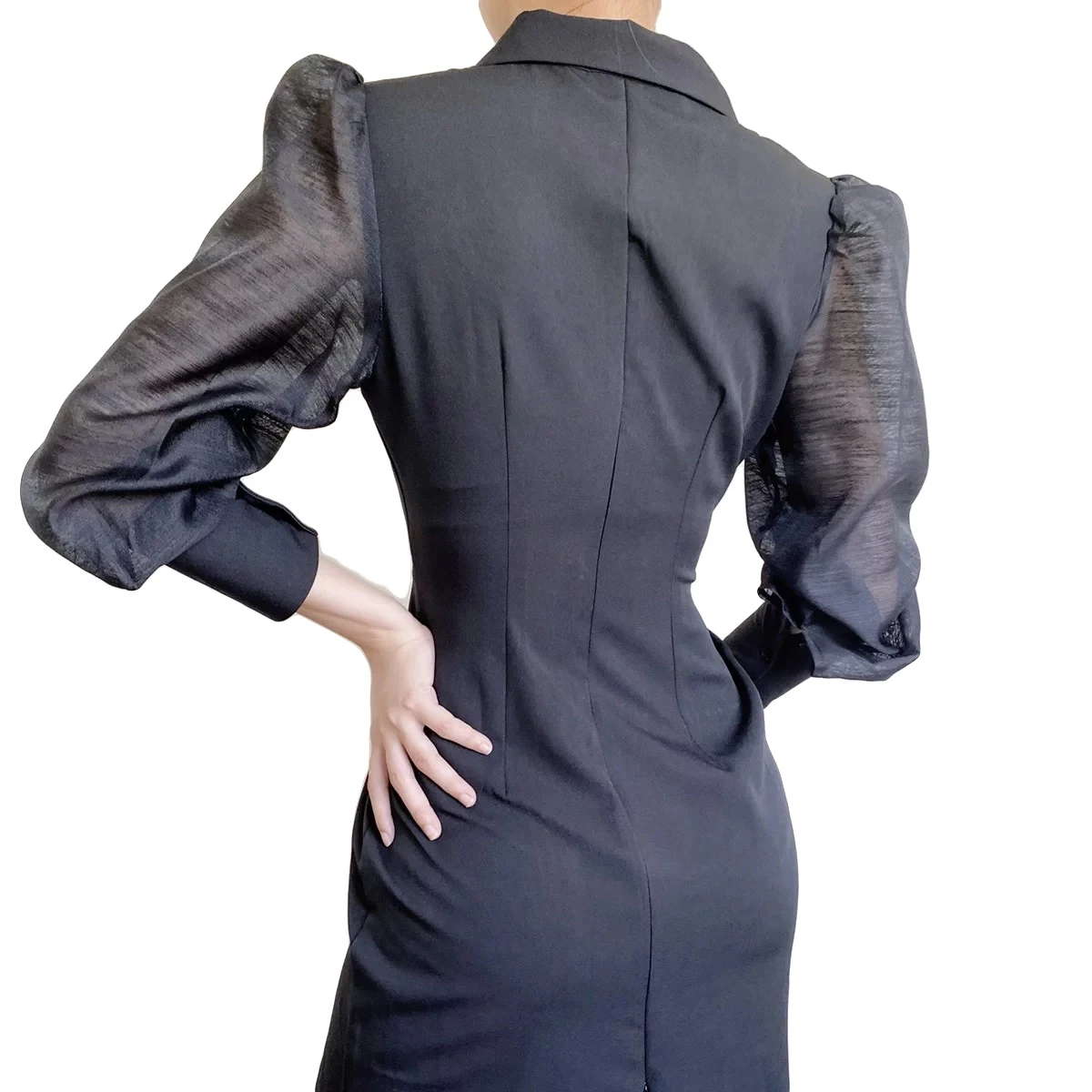 New Arrivals Elegant White Official Dress Summer Long Sleeve Front Slit Casual Dress Made in Vietnam