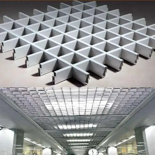 
Тихая потолочная система с открытыми ячейками, модные декоративные алюминиевые потолки с открытыми ячейками 10x10, потолок с сеткой 