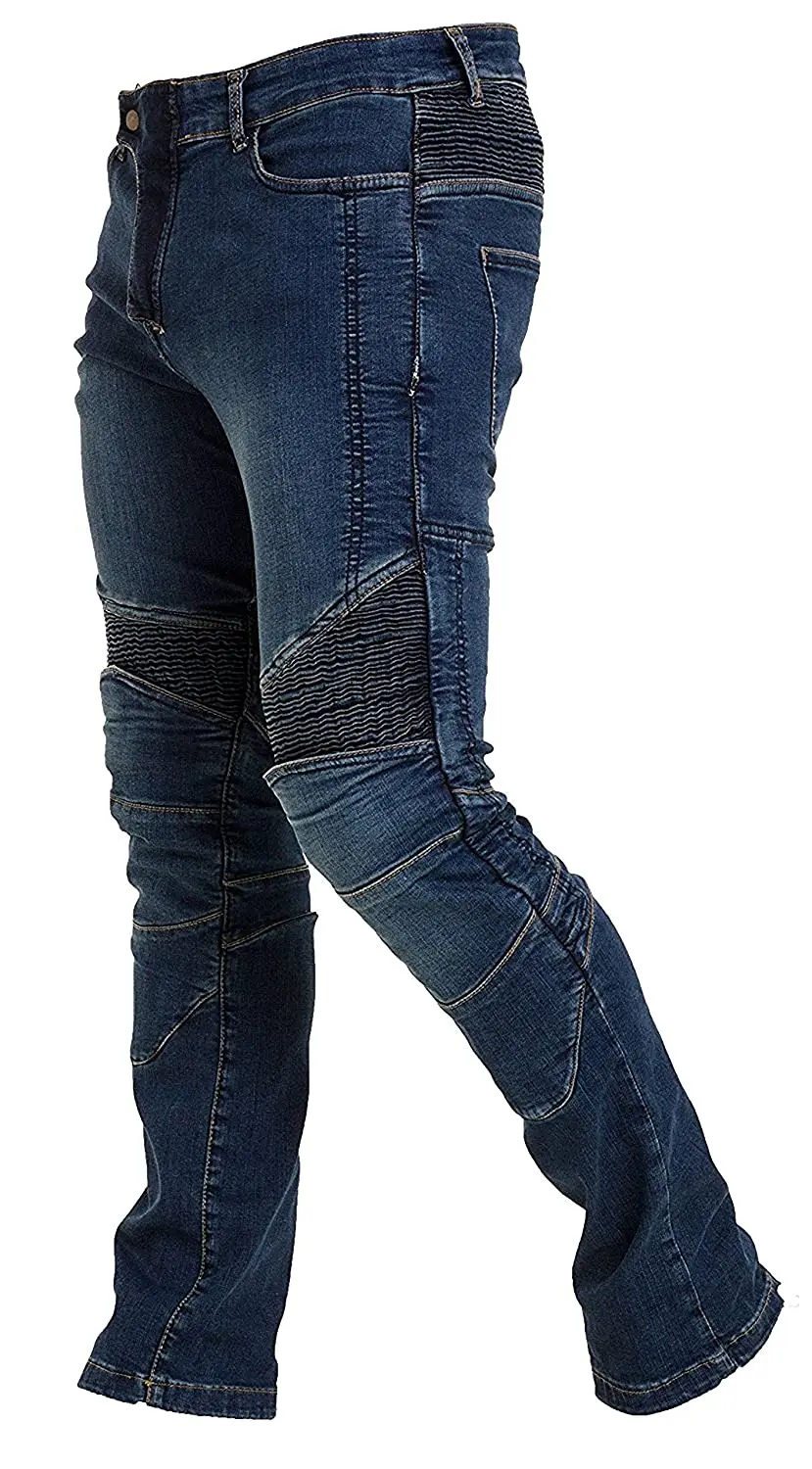 Hot selling crease style moto bike ribbed AA jeans for men, CE Protective kevlar jeans, Prime Protection