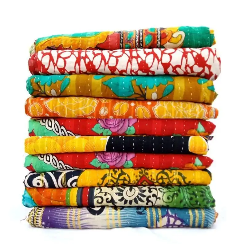Wholesale Lot Of Indian Vintage Kantha Quilt Handmade Throw Reversible Blanket Bedspread Cotton Fabric BOHEMIAN quilt