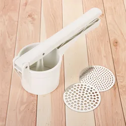 Incredible White Plastic Heavy Duty Potato Ricer with 2 Interchangable Discs for Vegetable Fruit Purees Juicer Baby Food
