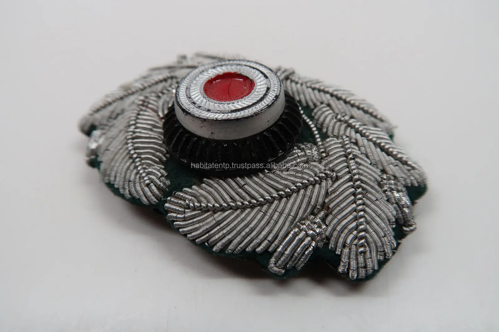 WWII Officer Visor Hat Bullion German Wreath Cockade Badge Pin Medal Handmade