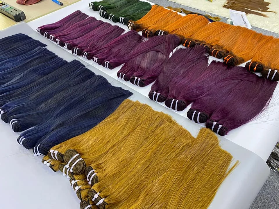 Top sale 100% Human Hair Color hair Silky Straight  Weft Hair made in Vietnam