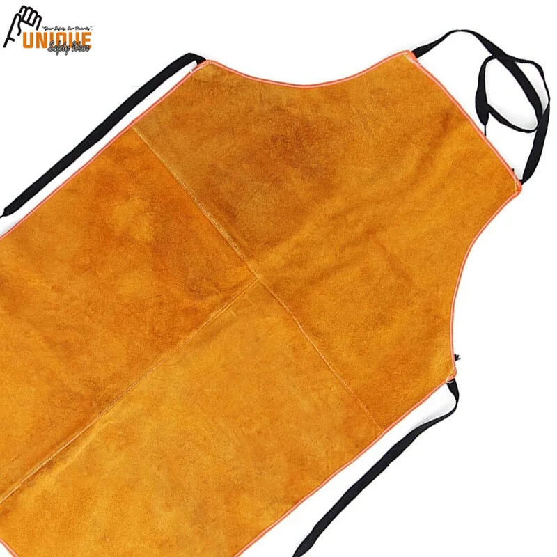 
Latest Style Good Quality Genuine Leather Work Shop Apron Heat & Flame Resistant Heavy Duty Welding Apron 