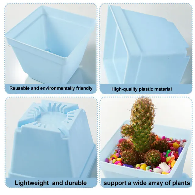 Factory Wholesale Indoor Multi Color Plastic Flowers Pots with Tray for Plants