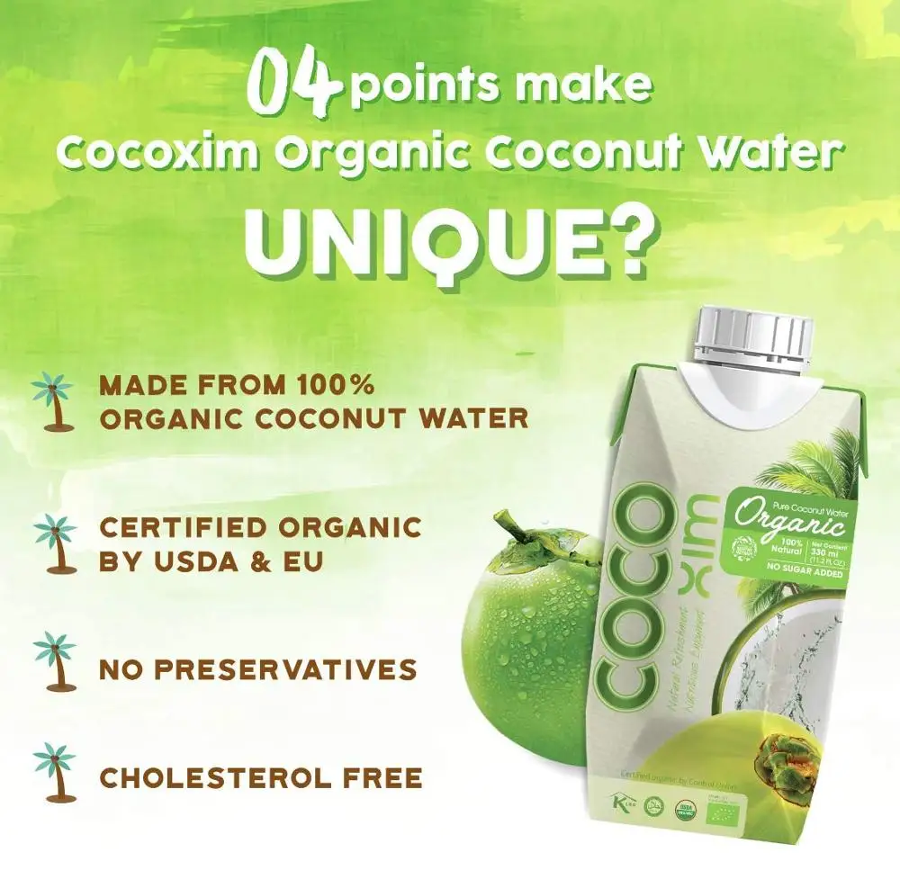 Органическая кокосовая вода-330 мл, 1000 мл Tetra Pack - OEM Ok-сделано во Вьетнаме-Whatsapp + 84 354 669 243 для бесплатного образца