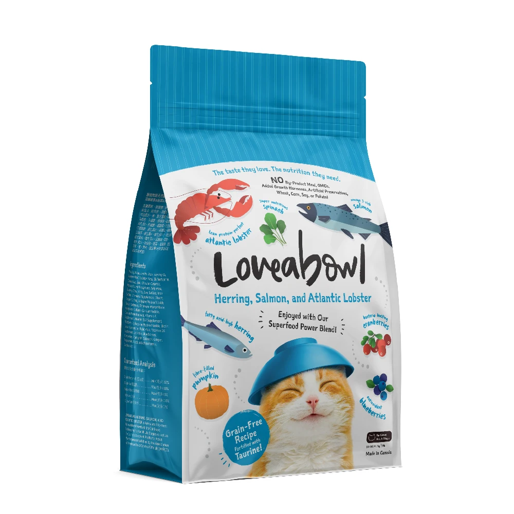 Сухая еда для кошек бренд Loveabowl Канадское происхождение Улучшение иммунитета мех сельдь лосось и Атлантика Лобстер корм 9