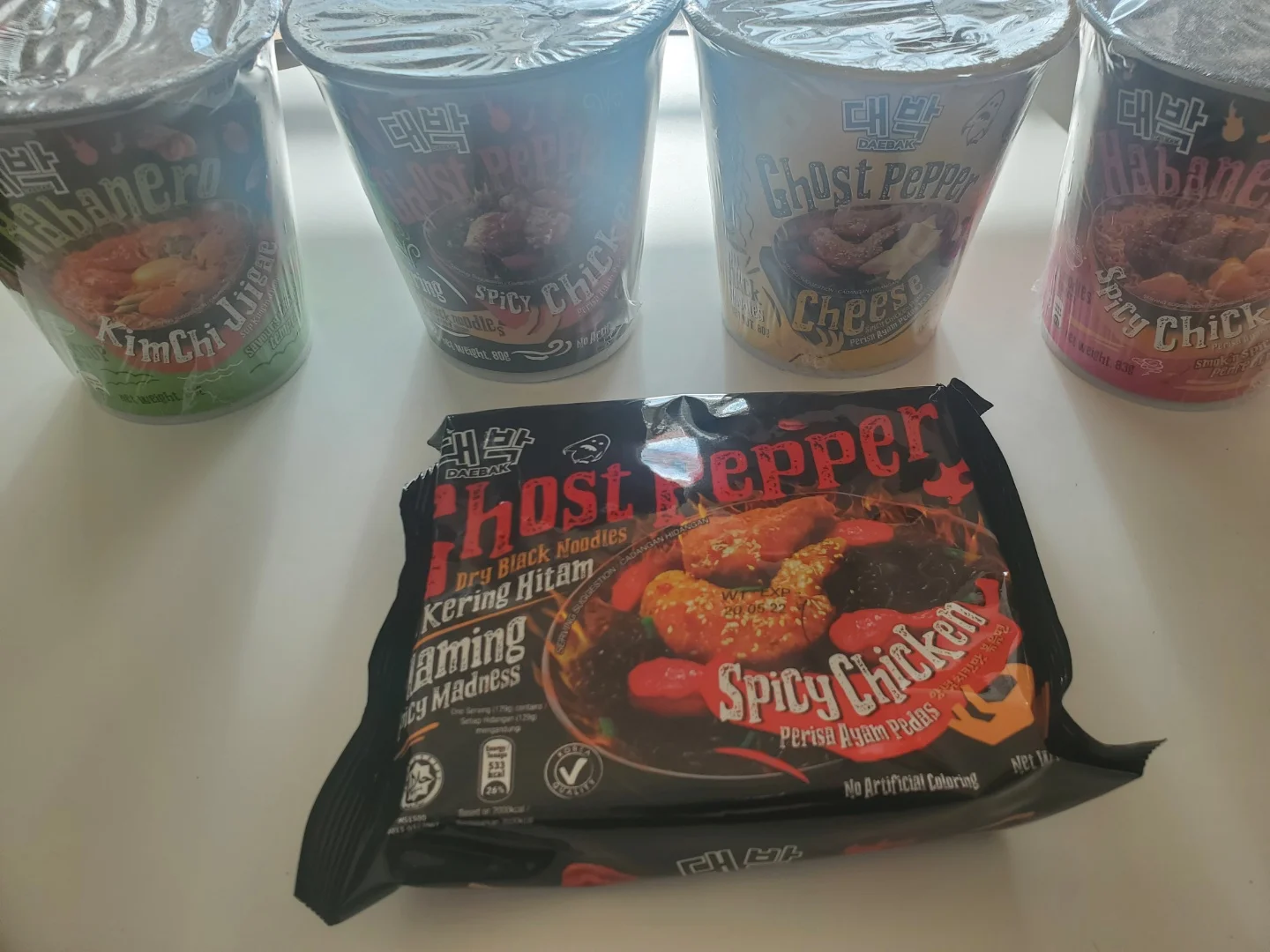 Korean Instant Noodle Food Ghost Pepper Daebak Hot Chicken Packet Bundle Ramen Spicy Flavor Roasted Black Ramyeon Halal Amazon