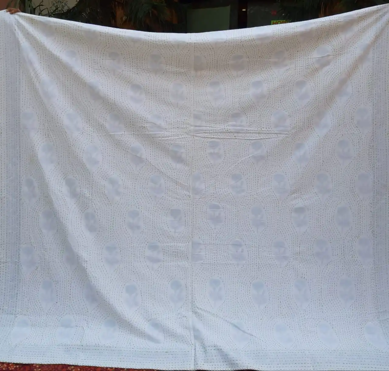 Красивое хлопковое покрывало для кровати с ручной вышивкой и принтом