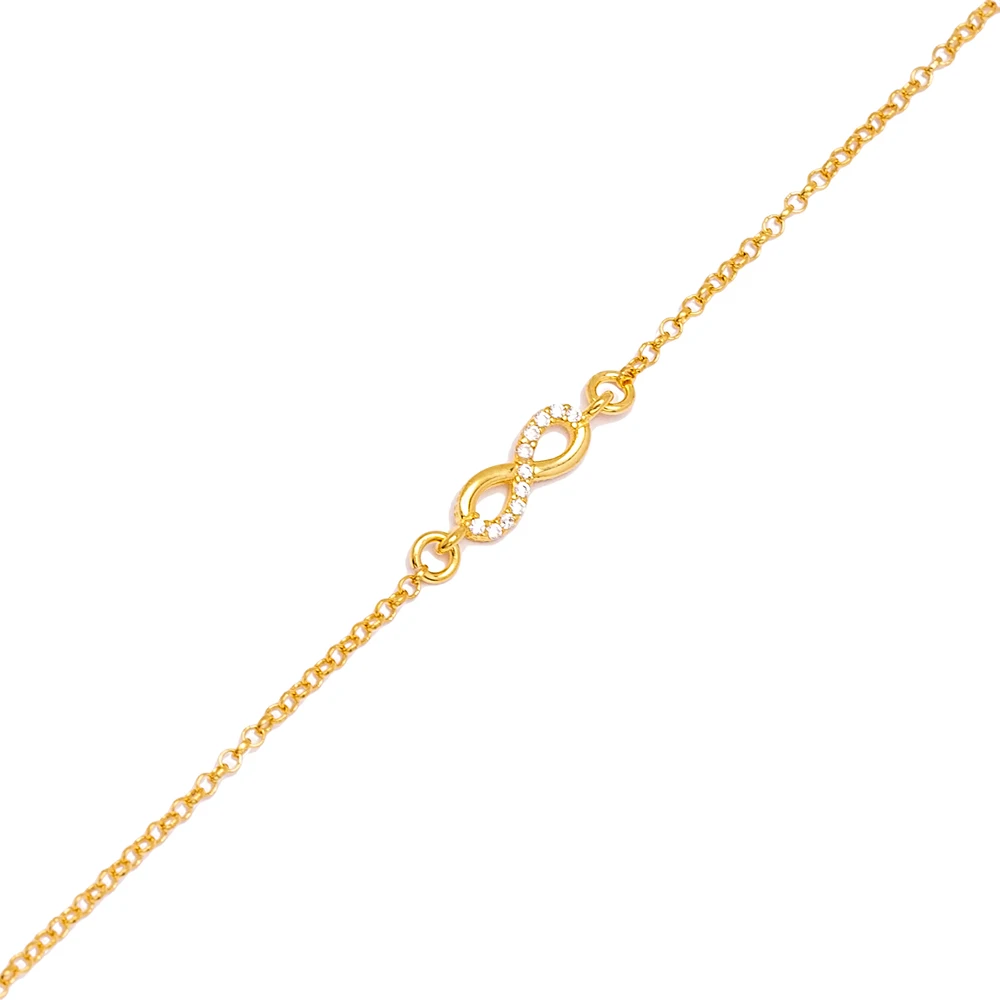 Link Chain Infinity Zircon Charm Bracelet Handmade Wholesale Turkish 925 Sterling Silver Jewelry