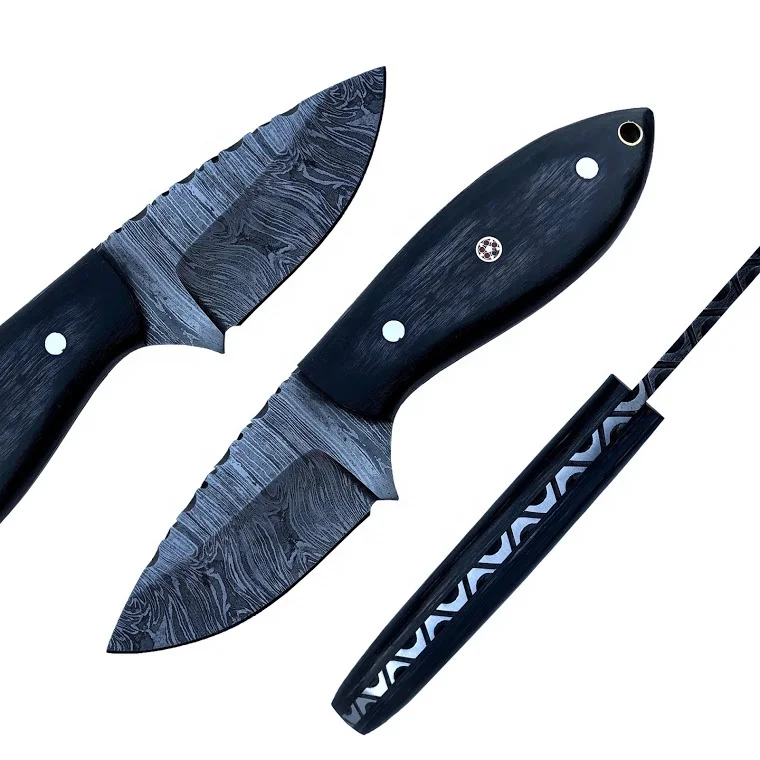 Custom Handmade Damascus steel Skinner  knife Fixed Blade Full Tang  With Leather Sheath