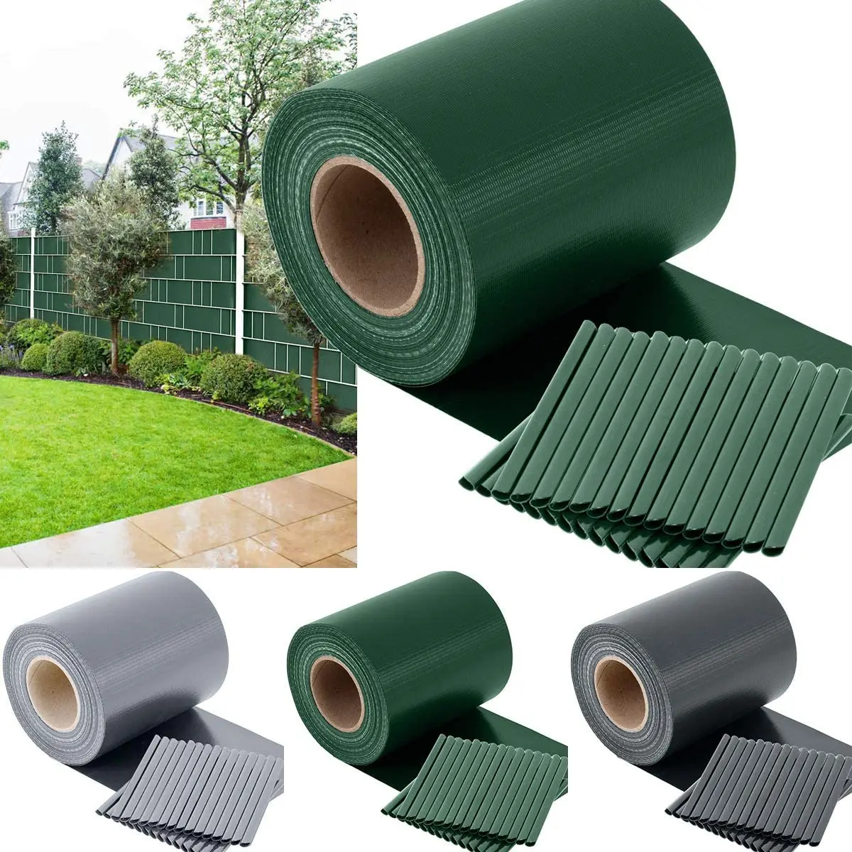 35m X 19cm Pvc Sichtschutzstreifen Sichtschutz Windschutz Zaunblende Fur Doppelstabmatten-Zaun Gartenzaun Inkl. 30 Clips Roll
