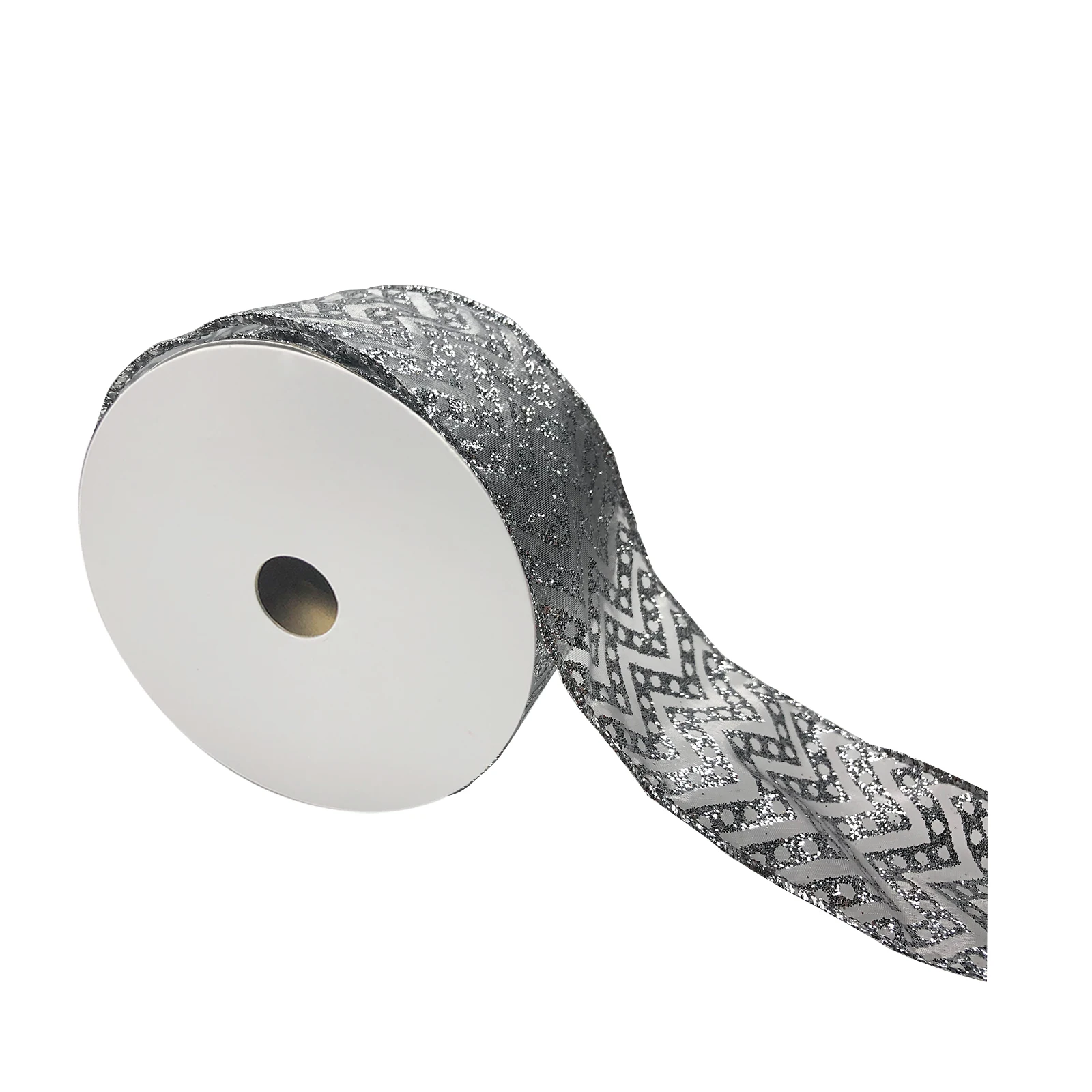 Рождественский декоративный зигзаг с блестками в горошек, лента 2,5 дюйма