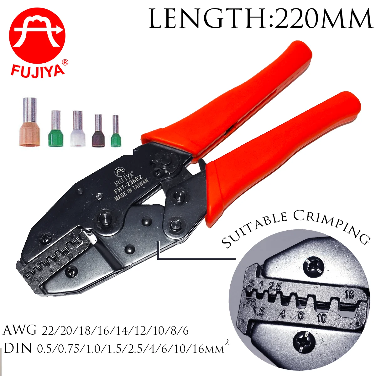Cable Ferrule Crimper Ratchet Crimping Tool Pliers