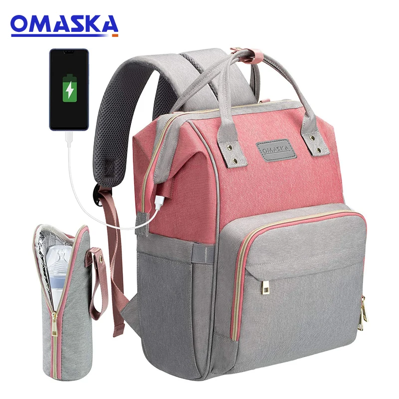 
OMASKA wholesale custom large-capacity multiple pockets waterproof travel fashion cute mommy diaper nappy backpack bag 