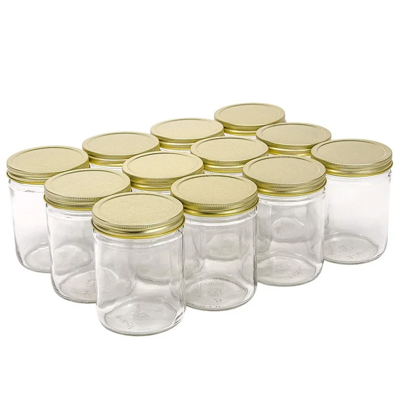 8oz 250ml clear blend glass wax candle jar with metal lid custom logo color