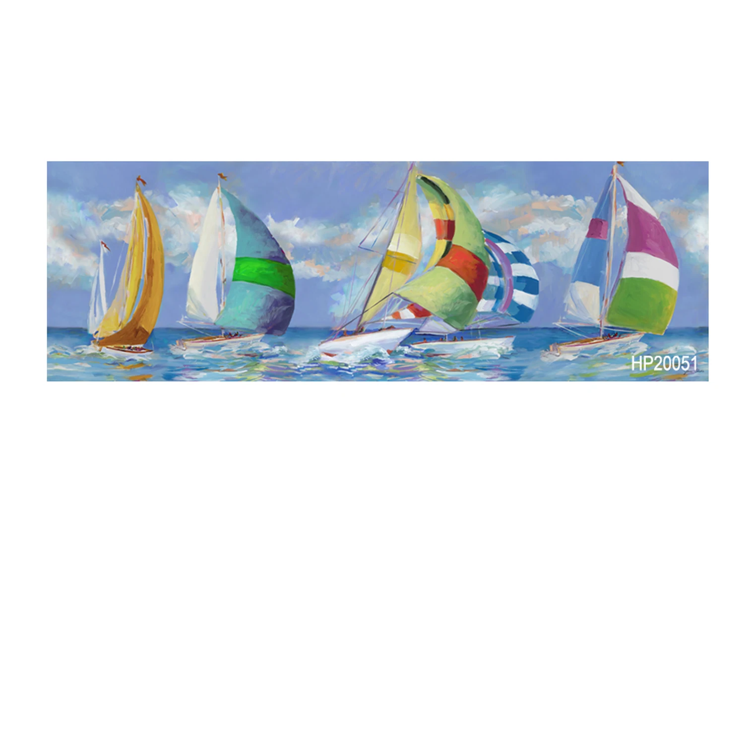 
Hand Painted Interior Decoration Impressionist Landscape Sailboat Oil Painting Hotel Art 