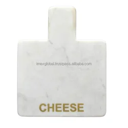 Белая мраморная квадратная доска для нарезки сыра с инкрустированными медными словами