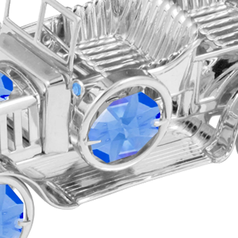 Crystocraft Metal Chrome Vintage Car with Brilliant Cut Crystals Desktop Collectible Grandfather