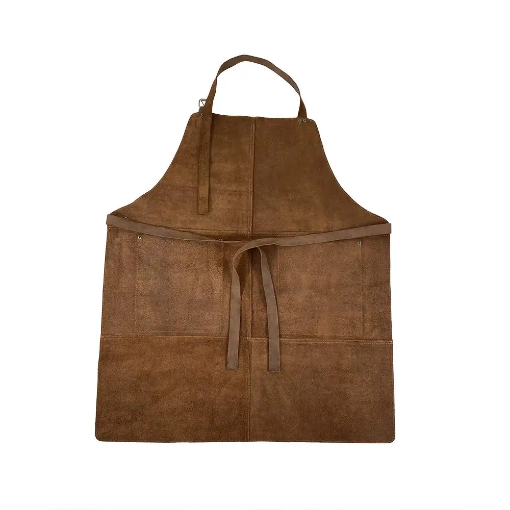 Real Cow Leather Hide & Drink, Durable Leather Apron/Utility/Tool Pockets/Adjustable/Chef/Butcher/Metalworker/Carpenter