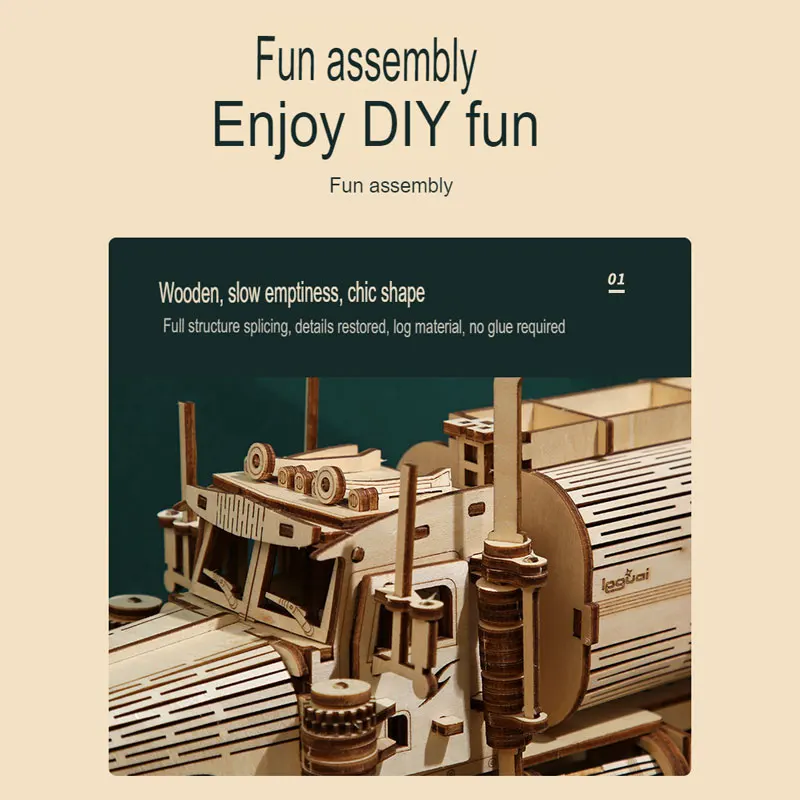 Selling Difficult DIY Truck Tanker Custom Wholesale Personalised Big Kids Wooden 3d Puzzles
