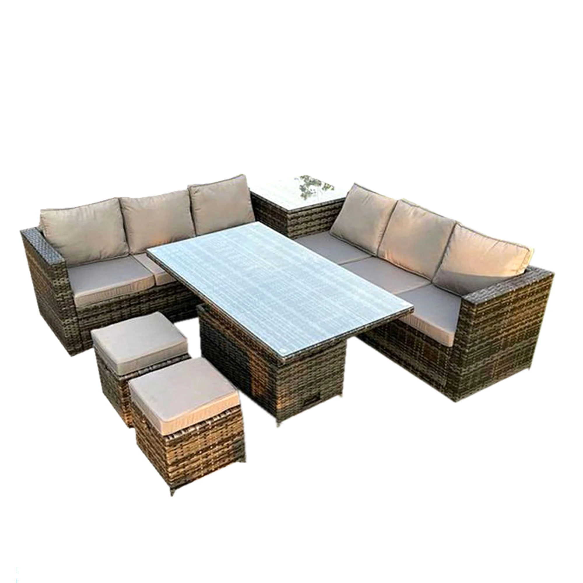 hot sale patio sofa set modern aluminium frame rattan weaving sofa set outdoor garden patio sofa set with cushions