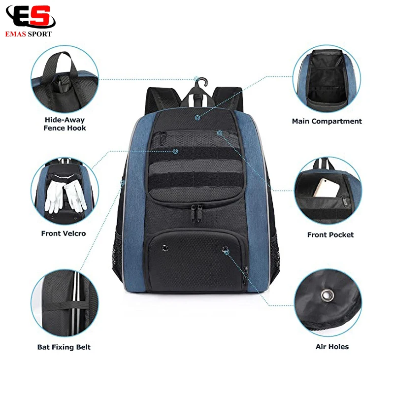 OEM Baseball Backpack Lightweight Softball Bag With Shoes Compartment for Youth Boys Men Large Capacity Baseball Bags for Adult