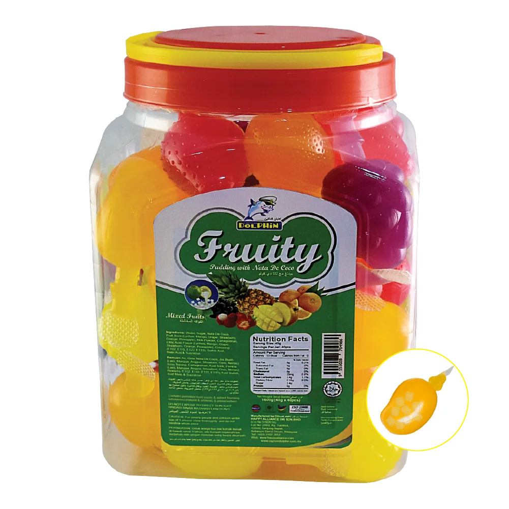 Tik Tok Fruit Shape Pudding Nata De Coco 40 Pieces Mixed Flavors 40g [Captain Dolphin]