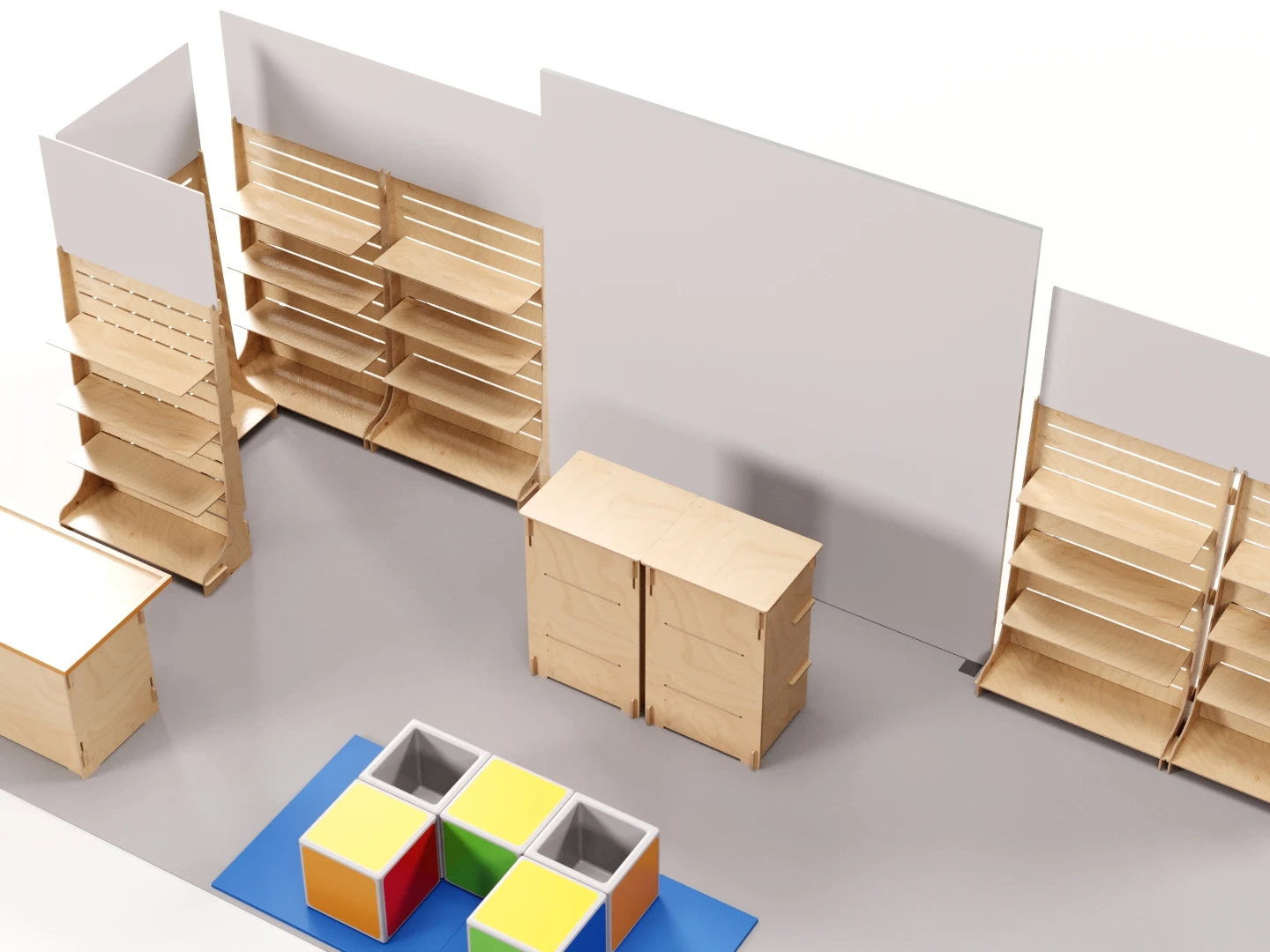 Top Sale Italian Fully Customizable 40x165cm Custom Shelves and Hooks Wooden Display for Trade Show