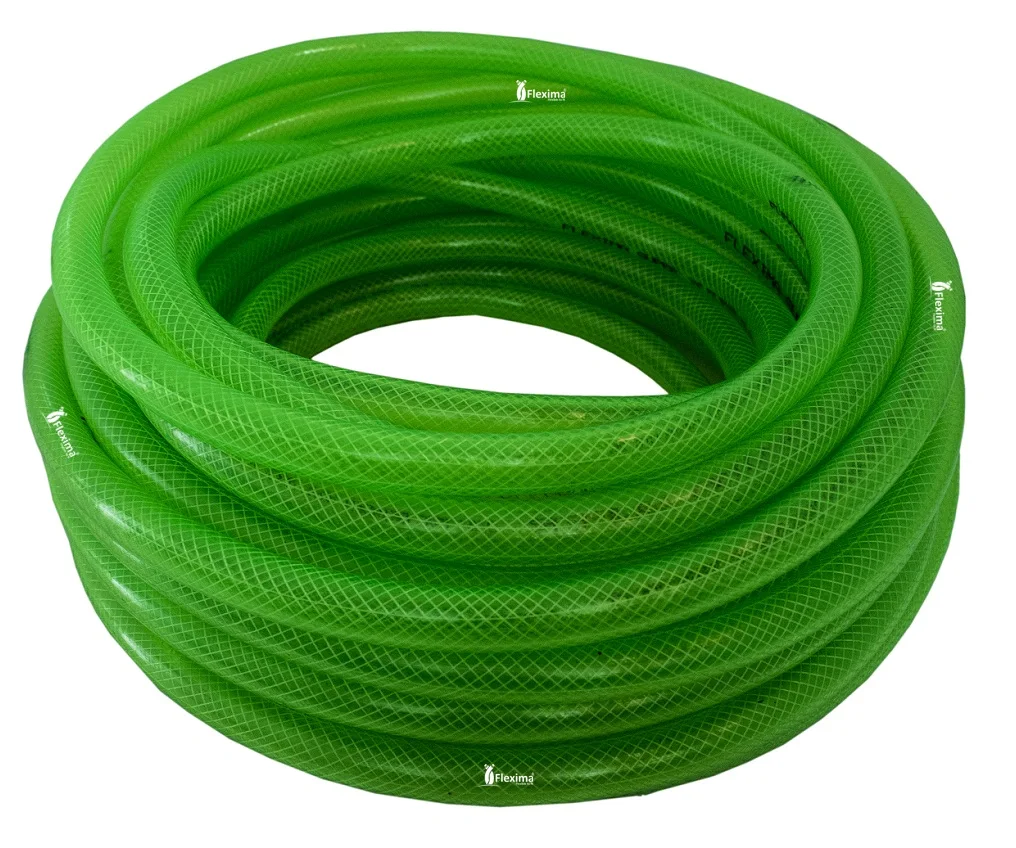 Гибкий зеленый прозрачный нейлоновый резьбовой Плетеный садовый шланг Flexima из ПВХ в различных вариациях