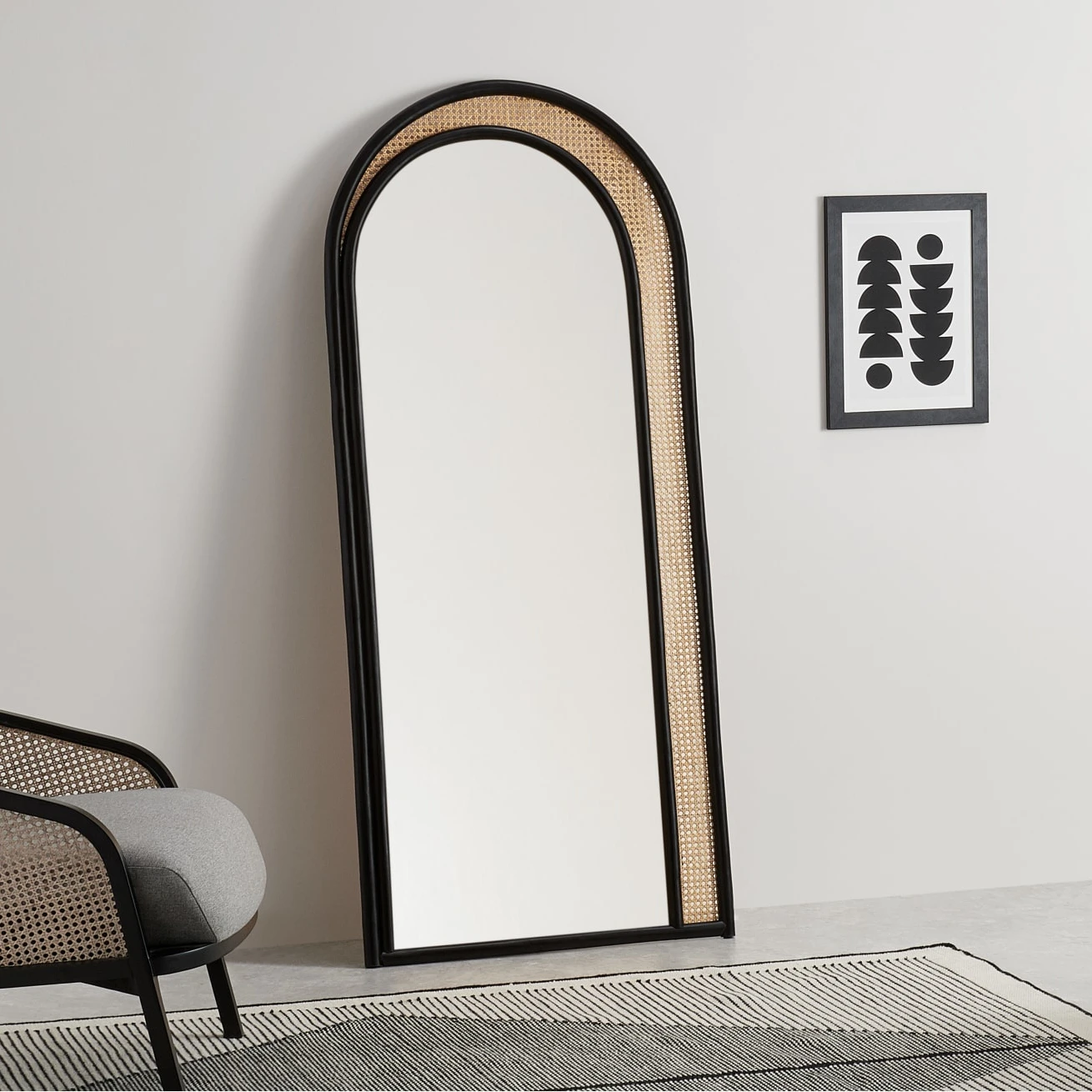 Black arched mirror floor natural full length mirrors