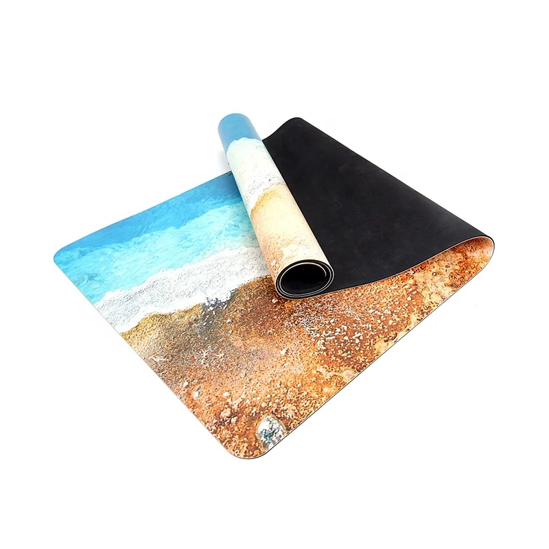 Professional manufacturer eco friendly custom printed pu rubber yoga mat with alignment line
