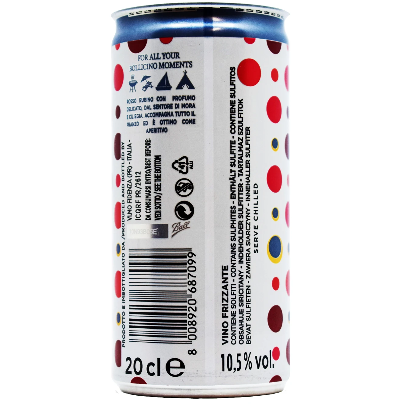 Super red sparkling canned wine italian made 20 cl for sales ready to export