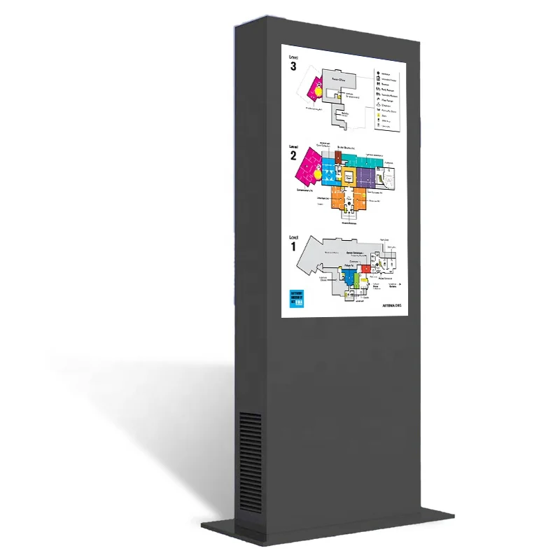 Outdoor Digital Window Display Outdoor Floor Sign Stand Advertising LCD Display Touch Kiosk IP65 2500nits