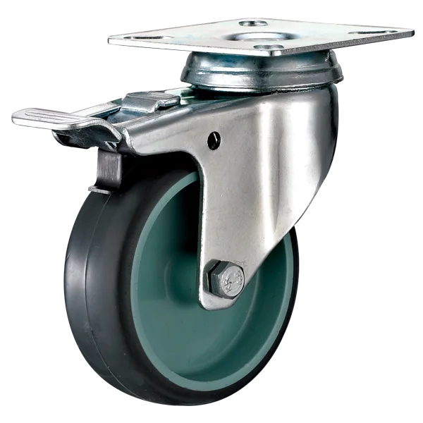 Light Duty Top Plate Swivel Gray PU Industrial Caster Wheel