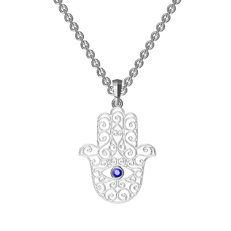 
Hamsa Hand Necklace Connector Jewelry Evil-Eye Of Stainless Steel Pendant 2021 Sterling Silver Women Designer Famous Brands Set 