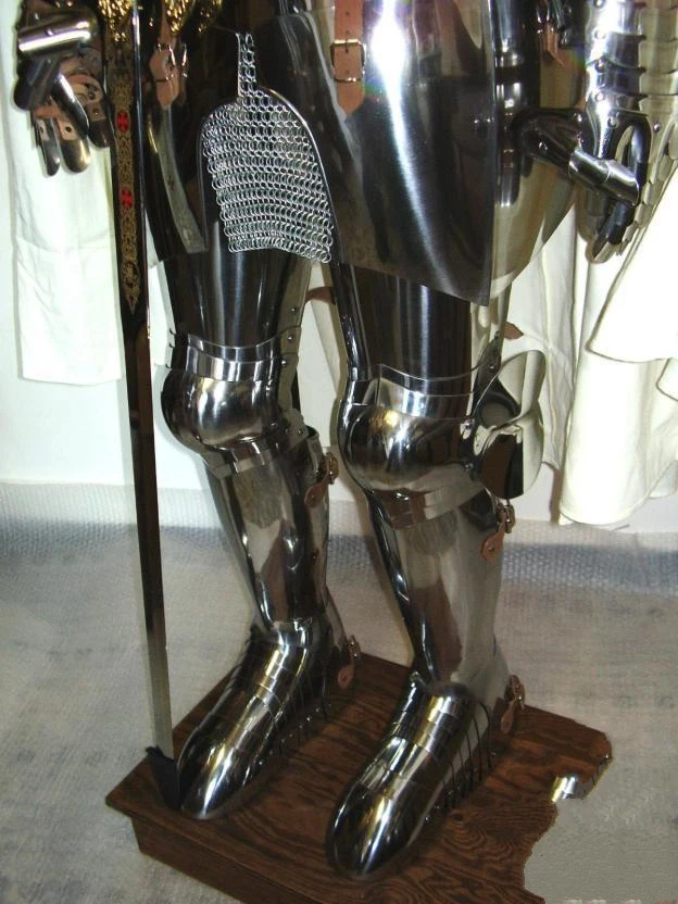 Medieval Knight Suit of Armor 15th Century Combat Full Body Armour with wooden stand