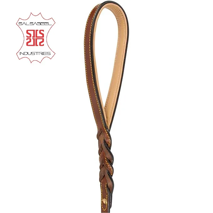 
Wholesale Pet Products Gold Plated Brass Copper Flat Chain Dog Leash Custom Leather Handle 