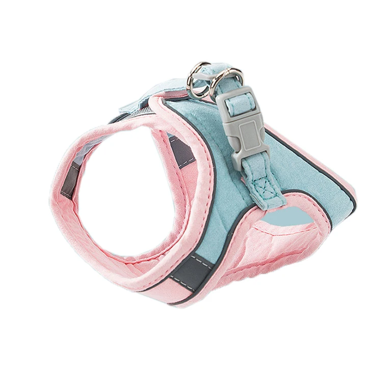 Adjustable Escape Proof Breathable Soft Suede Reflective Pet Lead Kitten Vest Cat Leash and Harness Set for Walking