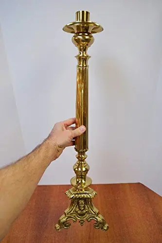 Golden Finishing Handmade Decorative Candelabra Candle Holder Stand Wedding Party Decor Alter Brass Metal Church Candle Holder
