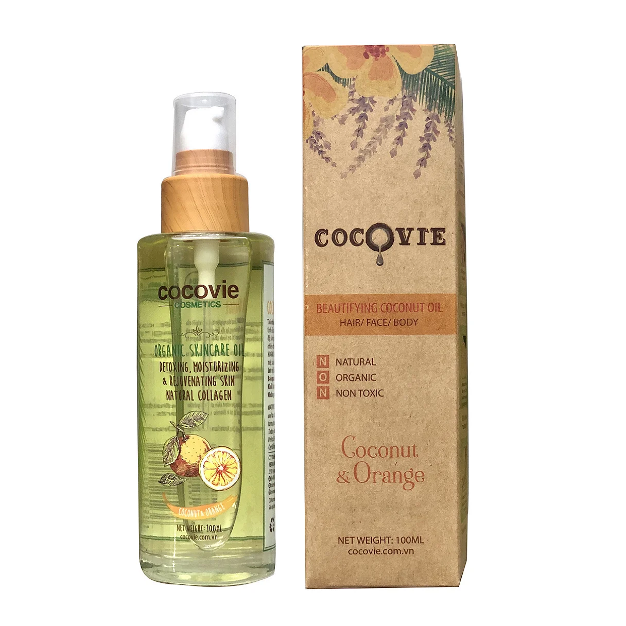  Beautifying coconut oil: hair/ face/ body (Cocovie & Orange) 100%