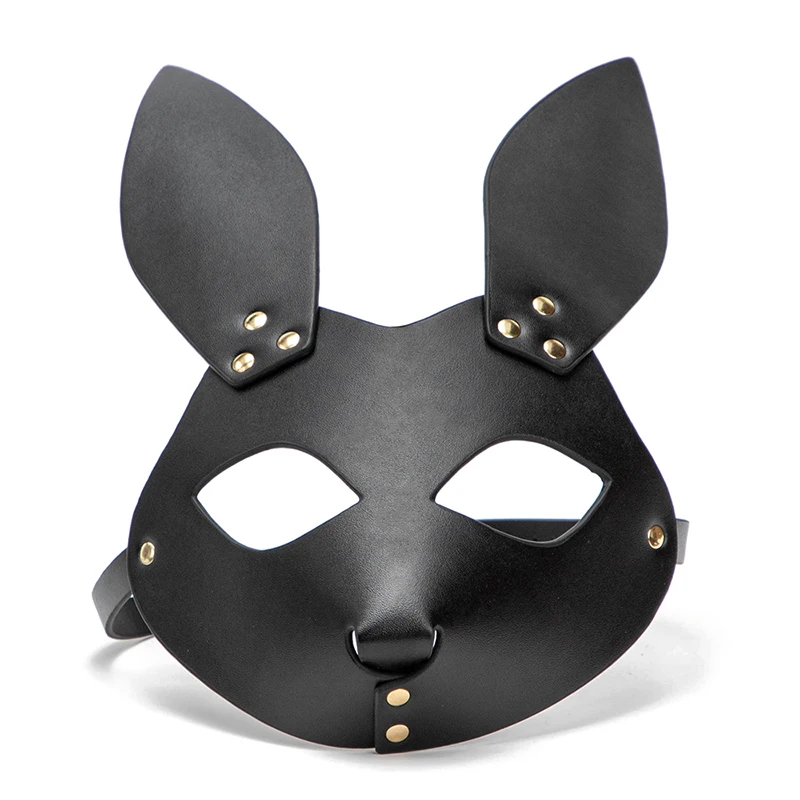 Black PU Leather Bondage Hood Full Face Blinder Detachable Cover Eye Head for Unisex Adult Play BDSM Sex Maskes