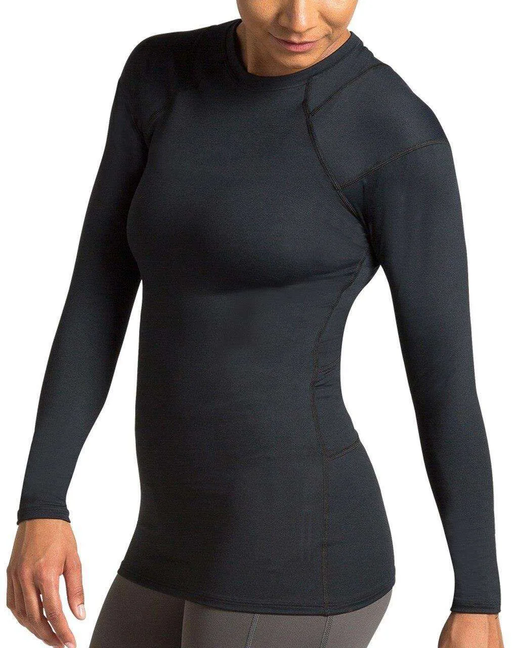 Women long sleeve shoulder support compression shirt custom made basic body fitness support shirts for women comfortable t shirt