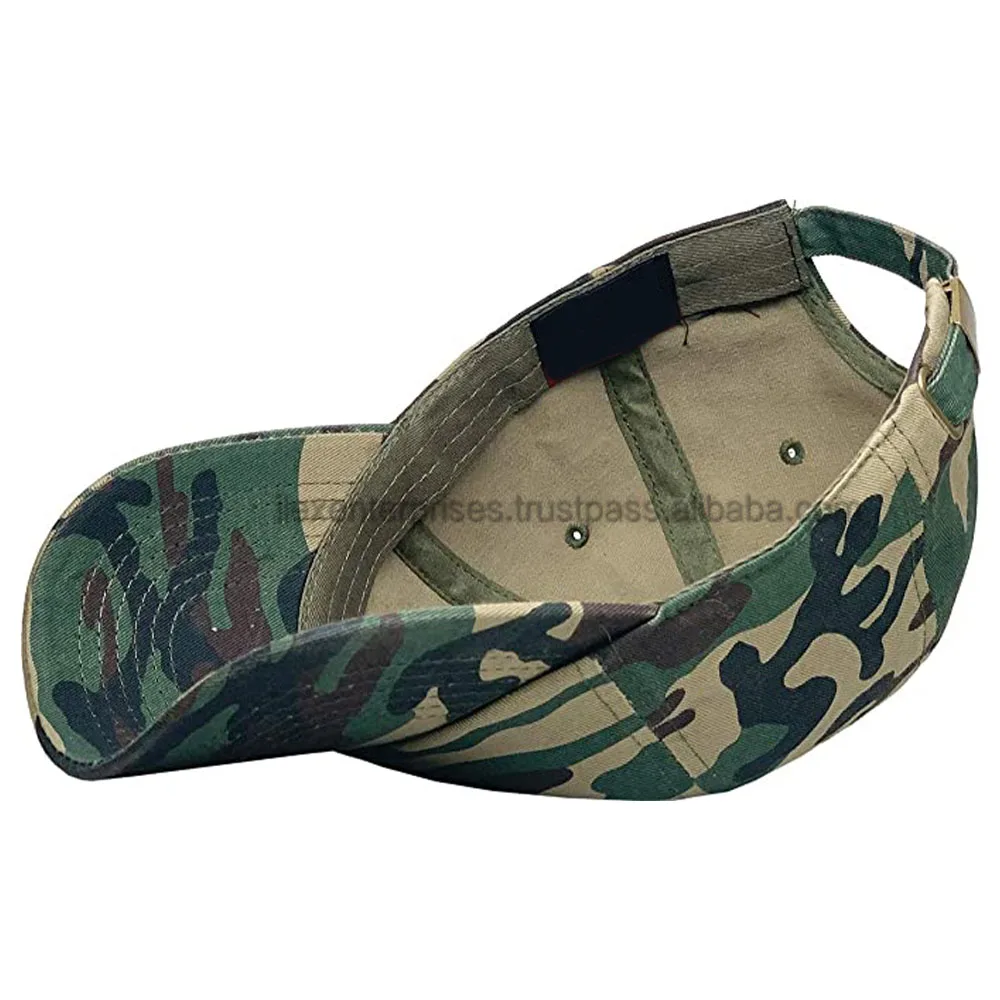 Wholesale 5 Panel Structured Snap Back Buckle Custom Design 3D Embroidery Logo Camo Baseball Hats Caps