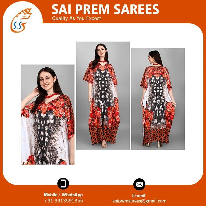 New Arrival Best Selling Kaftan With Digital Printing Women Muslim Moroccan Kaftan With Beautiful