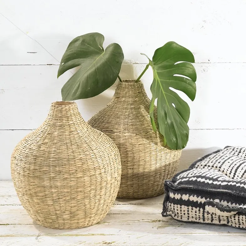 Small size seagrass vases handmade flower natural sea grass decorative vase cheap price best selling from Vietnam